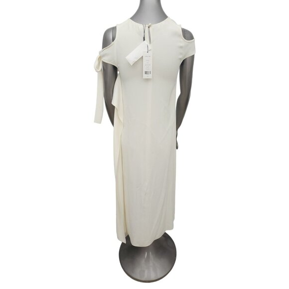 Helmut Lang NWT Ivory Shoulder Tie Midi Dress Solid Drape Extra Small XS - Picture 8 of 11
